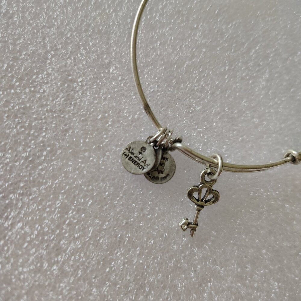 Alex and Ani Skeleton Key Silver Charm Bracelet Bangle  435